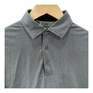 Tasc Performance Golf Polo Shirt Men Small Black Micro Striped Micro Modal Blend